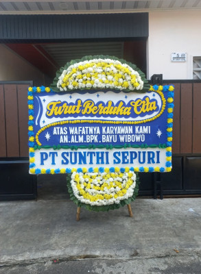 Papan Bunga Duka di Tangga Barito